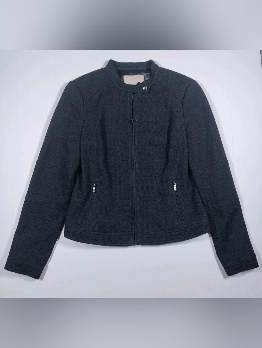 Banana Republic Womens Black 100% Cotton Textured Moto Jacket Size 10